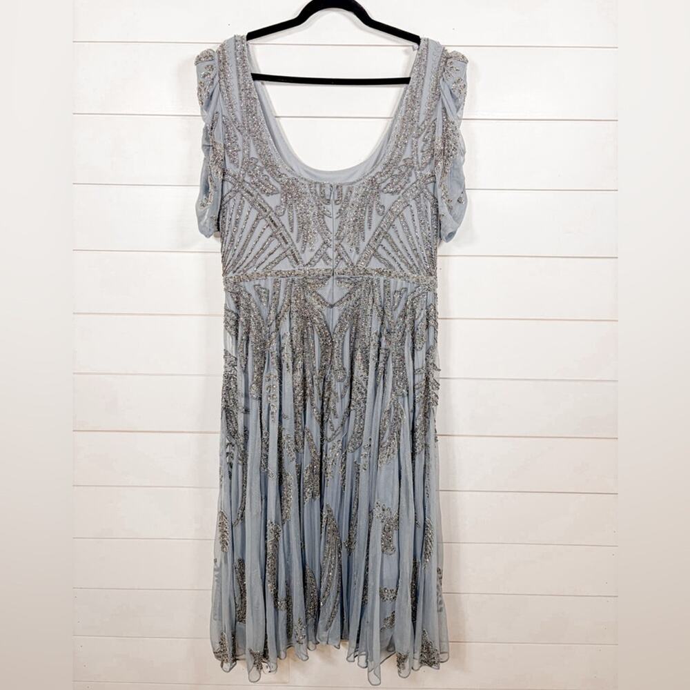 NEW Mac Duggal Plus Size Silver A5434 Beaded Dress, Size 16, MSRP $498 - Picture 12 of 13